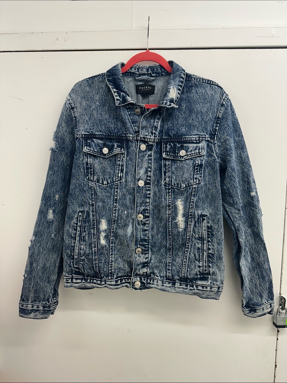 PacSun Distressed Acid-Wash Denim Jacket - Blue - Picture 4 of 7